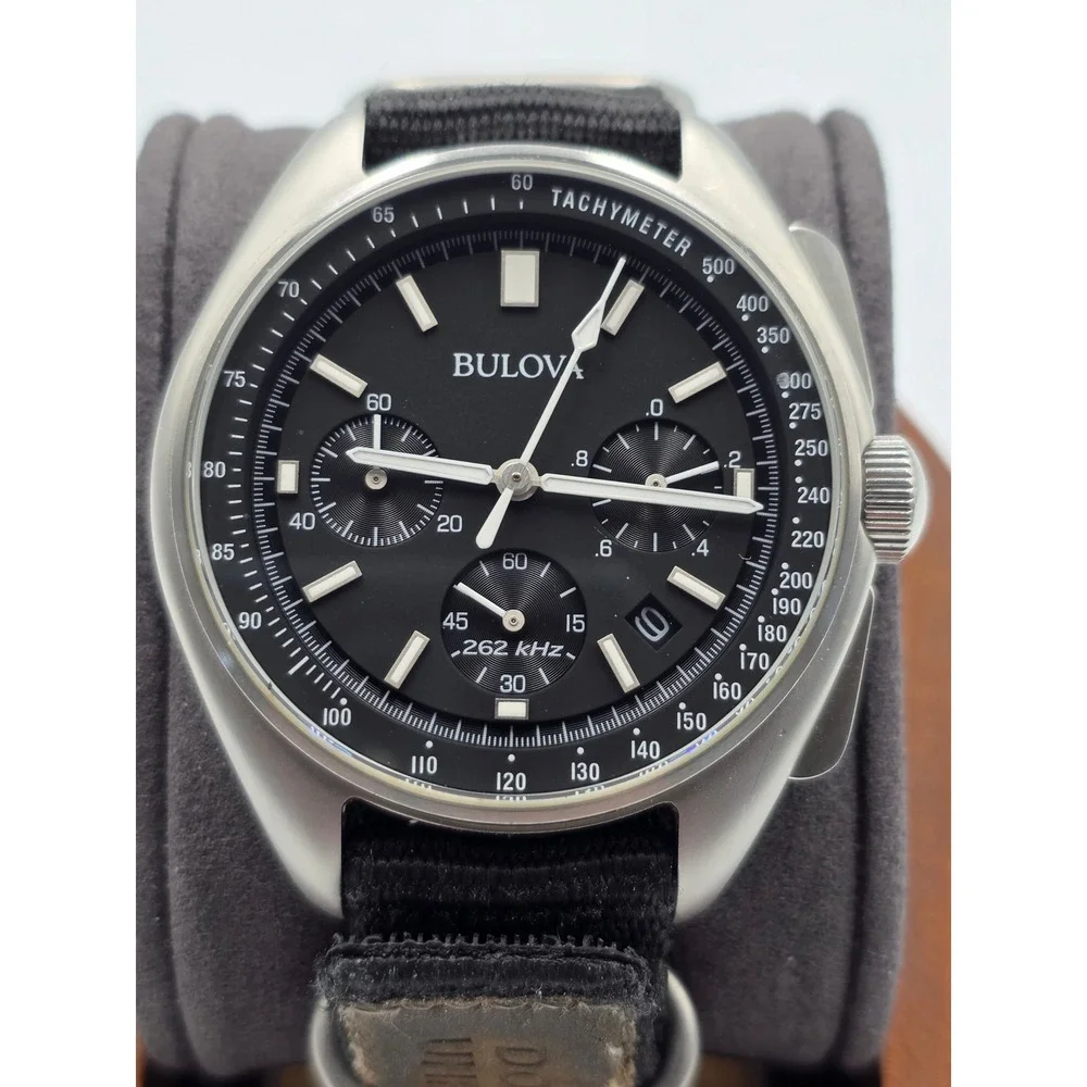 Bulova Lunar Pilot 96B251 Apollo 15 262kHz Chronograph 45mm Box Extra Strap